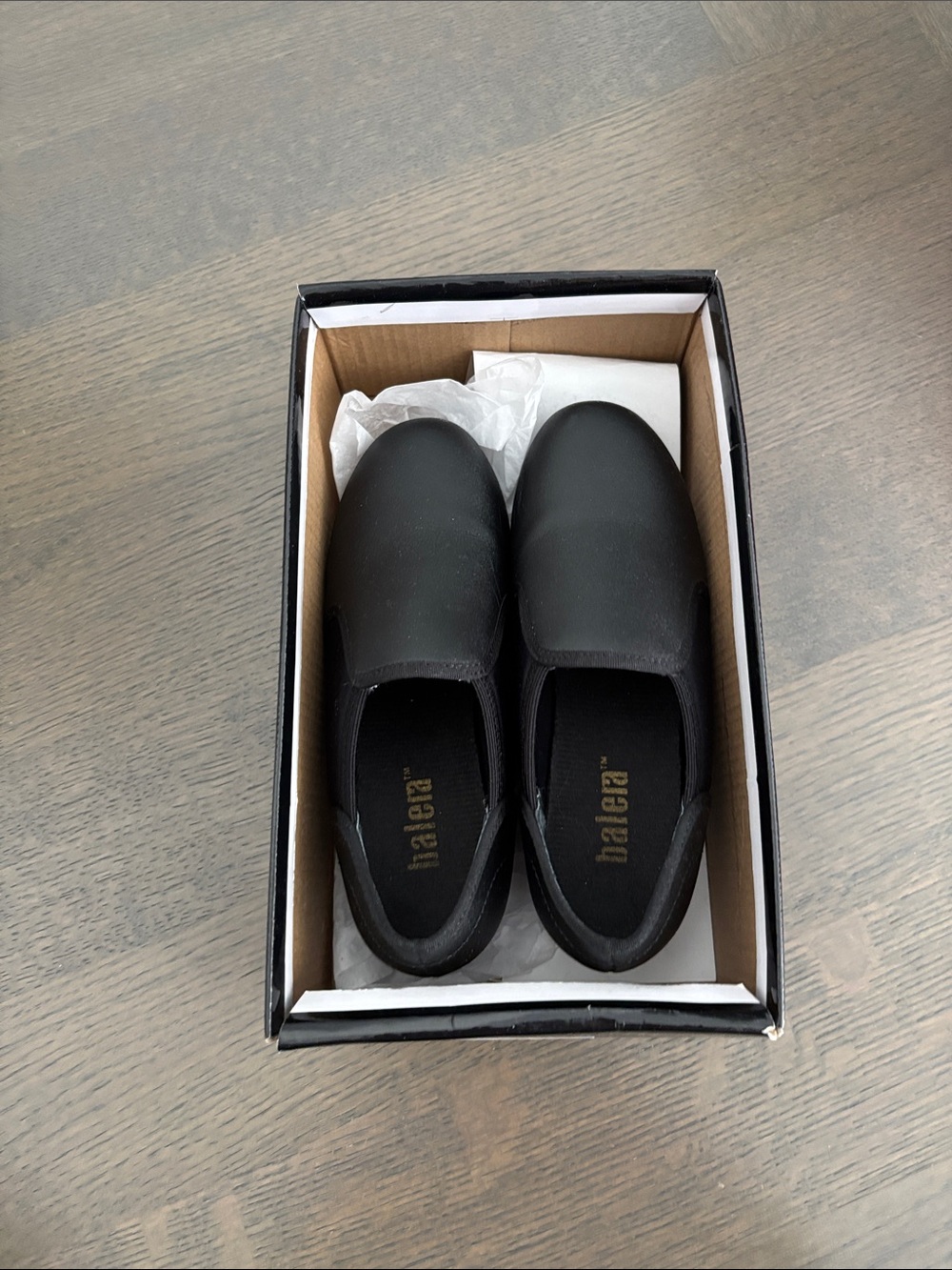 Kids Black Slip-On tap shoes